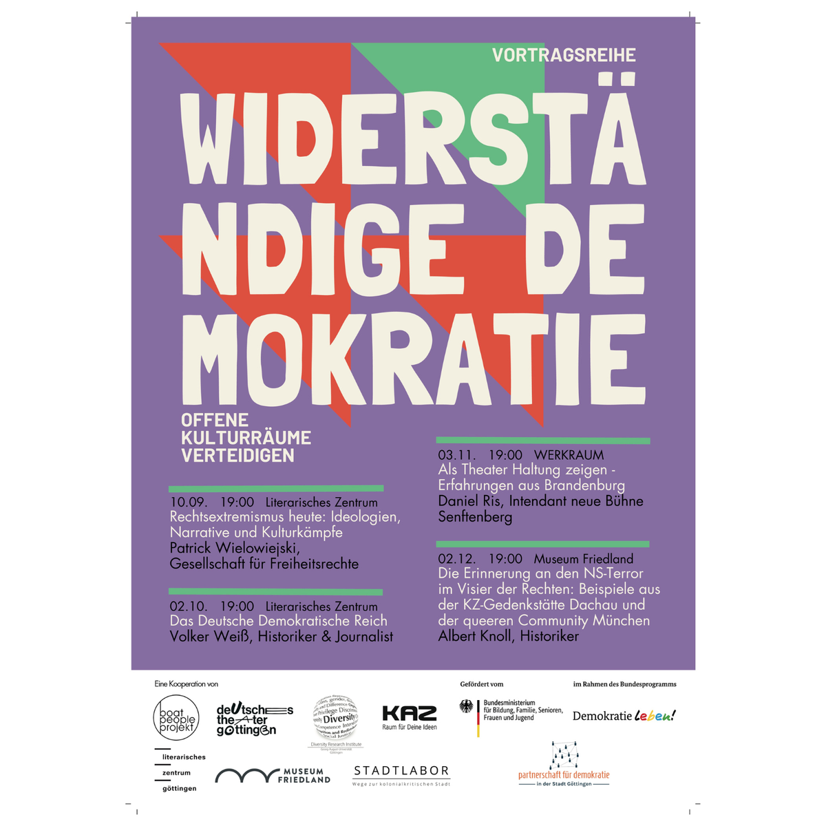 Veranstaltungs- und Workshopreihe »Widerständige Demokratie – offene Kulturräume verteidigen«  